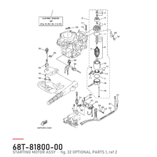 Yamaha 68T-81800-00 Startmotor (Starting Motor Assy) – F6 / F8 / F9.9 / FT9.9 – tegning fra Yamahas delekatalog