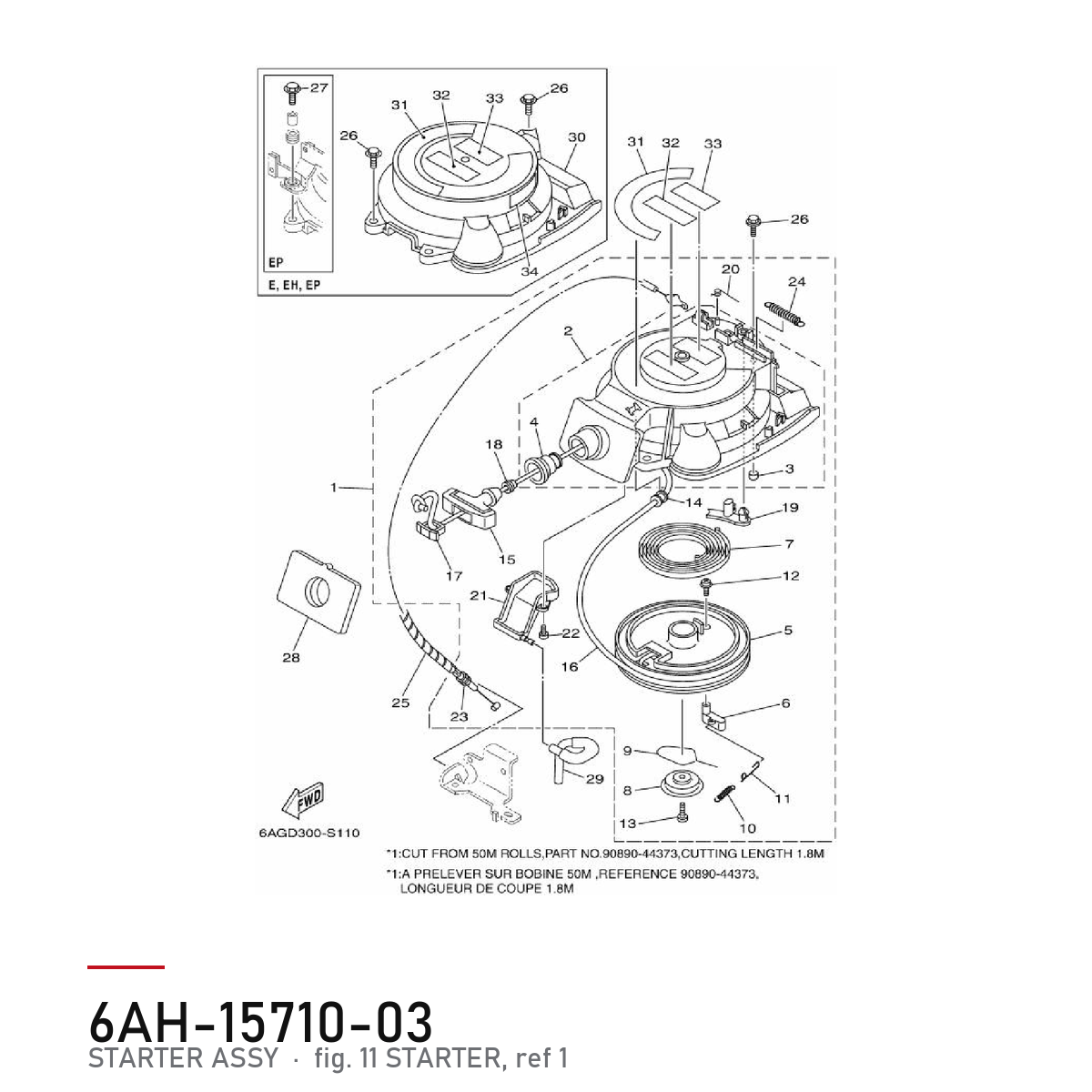 Yamaha Startapparat 6AH-15710-03 – tegning fra Yamahas delekatalog