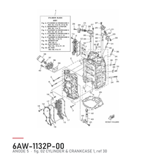 Yamaha Anode 6AW-1132P-00 – tegning fra Yamahas delekatalog