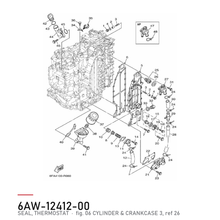 Yamaha Termostatpakning 6AW-12412-00 – tegning fra Yamahas delekatalog