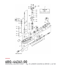 Yamaha Vannpumpehus 6BG-44341-00 – tegning fra Yamahas delekatalog