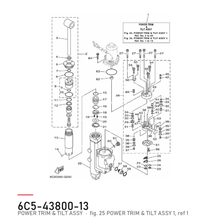 Yamaha Trim- og tiltenhet 6C5-43800-13 – tegning fra Yamahas delekatalog