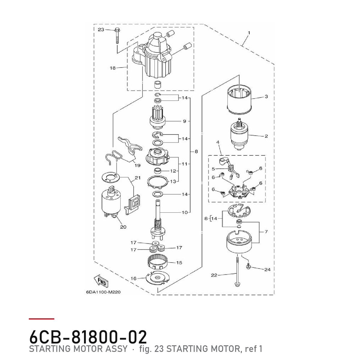Yamaha Startmotor 6CB-81800-02 – tegning fra Yamahas delekatalog