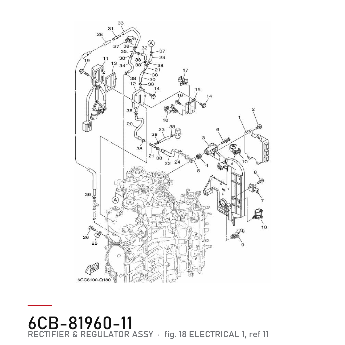 Yamaha Likeretter og regulator 6CB-81960-11 – tegning fra Yamahas delekatalog
