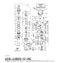 Yamaha Trim- og tiltenhet 6D8-43800-12-8D – tegning av hele figuren fra produsentens delekatalog