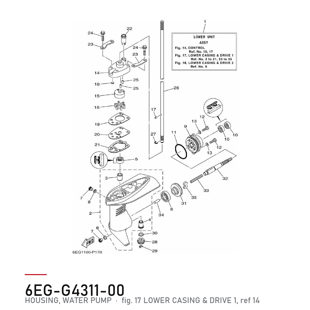 Yamaha Vannpumpehus 6EG-G4311-00 – F2.5B – tegning fra Yamahas delekatalog
