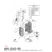 Yamaha Termostatpakning 6EK-12412-00 – tegning fra Yamahas delekatalog