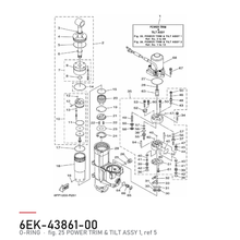 Yamaha O-ring trim-lokk 6EK-43861-00 – tegning fra Yamahas delekatalog