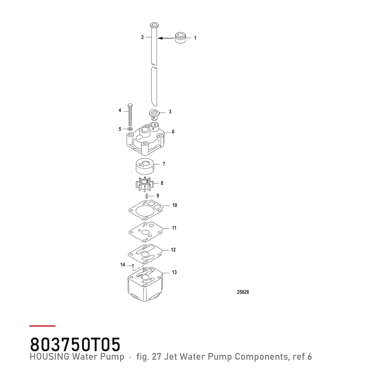 Quicksilver Vannpumpehus 803750T05 – Mercury – tegning fra Mercurys delekatalog