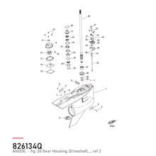 Quicksilver Anode 97-826134Q – hvor delen sitter, tegning fra Mercurys delekatalog