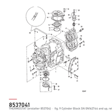 Quicksilver Termostat 8537041 – Mercury – tegning fra Mercurys delekatalog