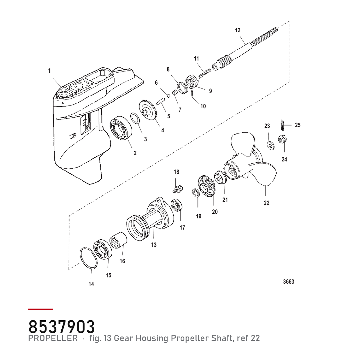 Quicksilver Propell 10" stigning 8537903 – Mercury – tegning fra Mercurys delekatalog
