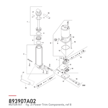 Quicksilver Powertrim motor 89-3907A02 – tegning fra Mercurys delekatalog