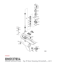 Quicksilver Anode 97-8M0137814 – hvor delen sitter, tegning fra Mercurys delekatalog