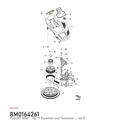 Quicksilver reimstrammer 8M0164261 – Mercury 450R, 500R hk – hvor delen sitter, tegning fra Mercurys delekatalog