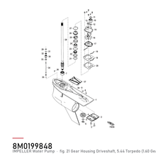 Quicksilver Impeller / vannpumpesett 8M0199848 – Mercury – tegning av hele figuren fra produsentens delekatalog