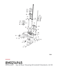 Quicksilver Impeller / vannpumpesett 8M0214945 – Mercury – tegning av hele figuren fra produsentens delekatalog