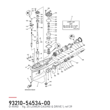 Yamaha O-ring girhus 93210-54534-00 – tegning av hele figuren fra produsentens delekatalog