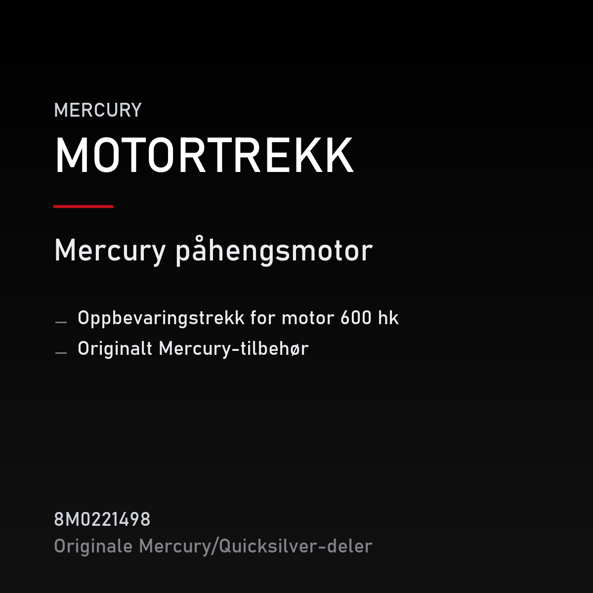 oppbevaringstrekk for motor 600 hk