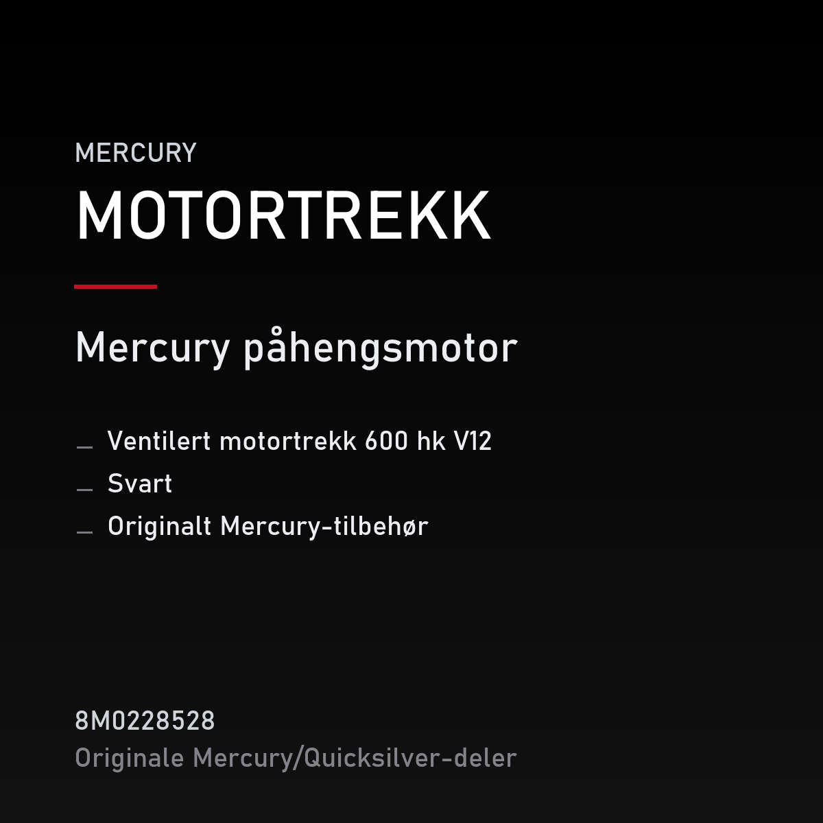 ventilert motortrekk 600 hk V12, svart